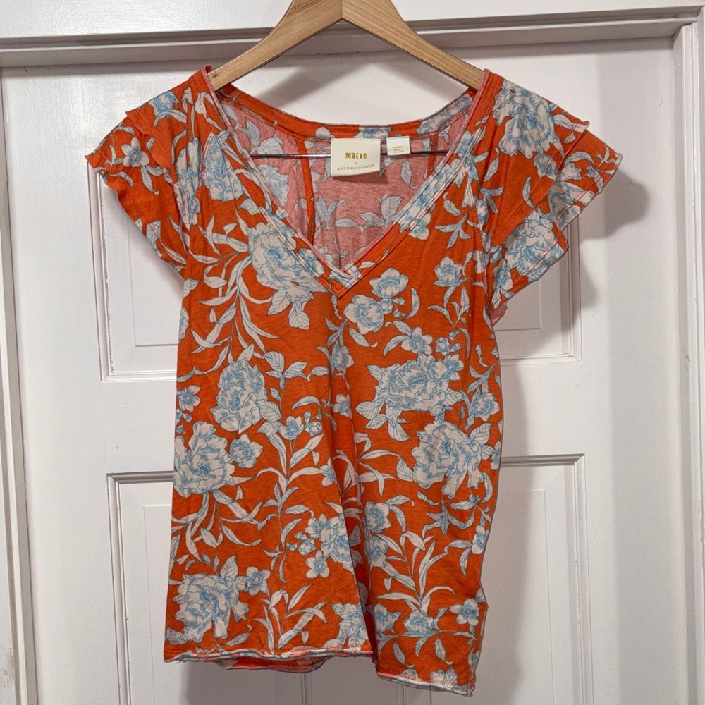 Maeve Floral V-Neck Top